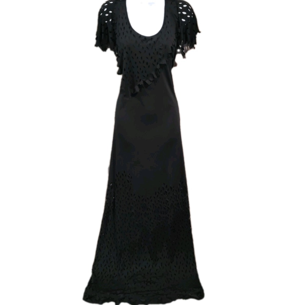 Cecilia De Bucourt x Free People Cut Work Maxi Dress Size XS Black Grunge Witchy